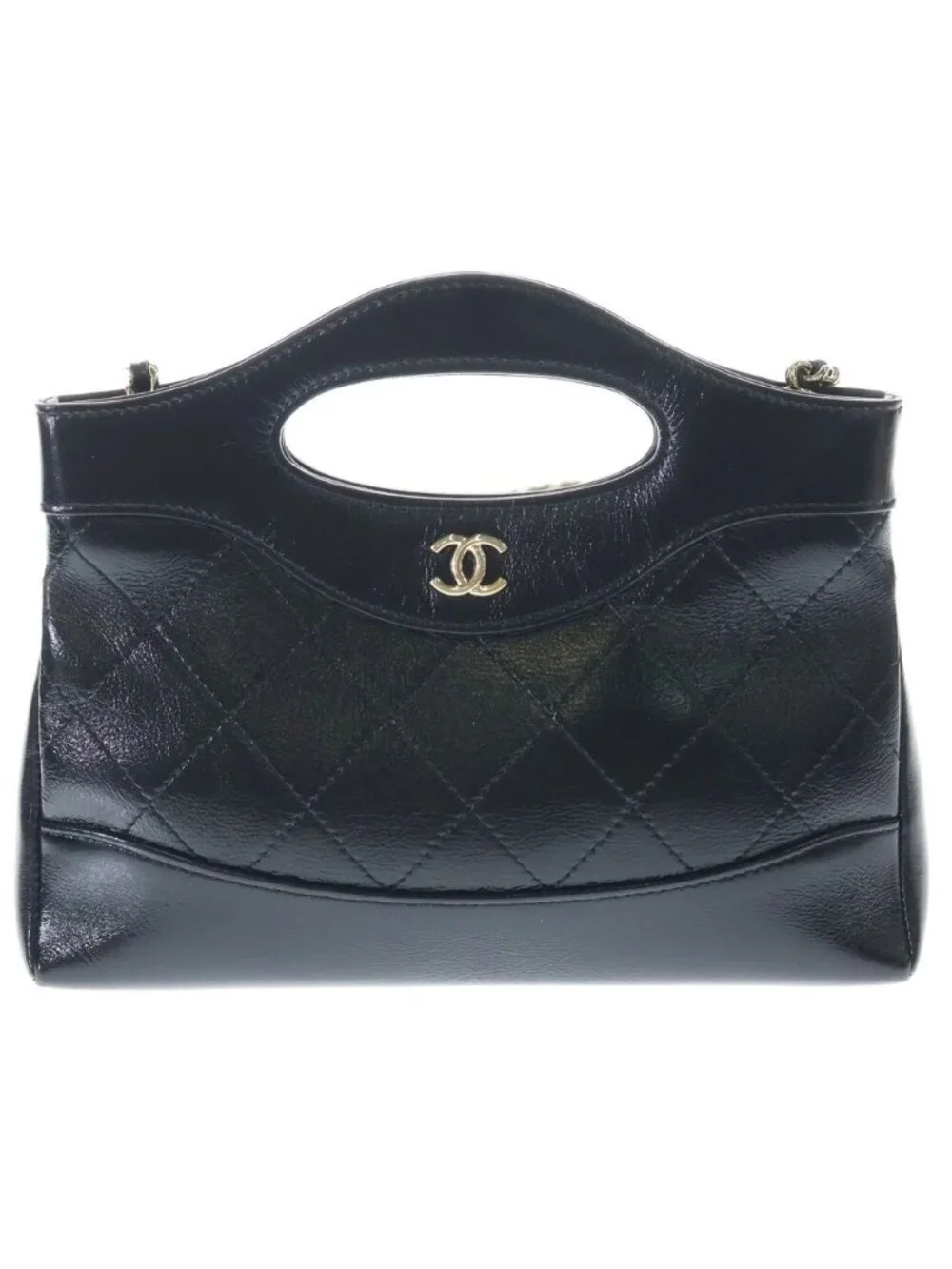 Chanel 31 Quilted Mini Shiny Calfskin Leather 2-Way Chain Shoulder Hand Bag